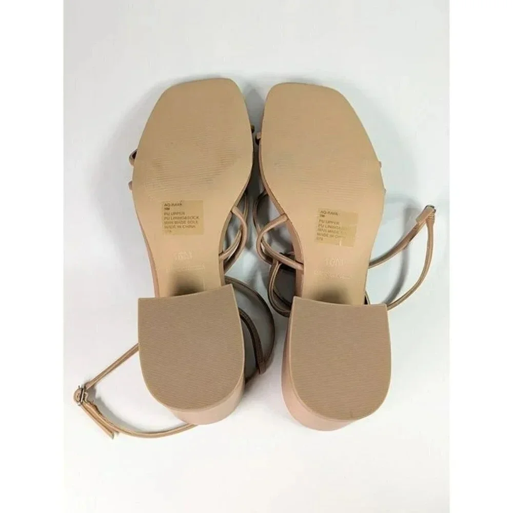 Aqua Women's Raya Beige Strappy High Heel Sandals Size 10 (MSRP $108)
